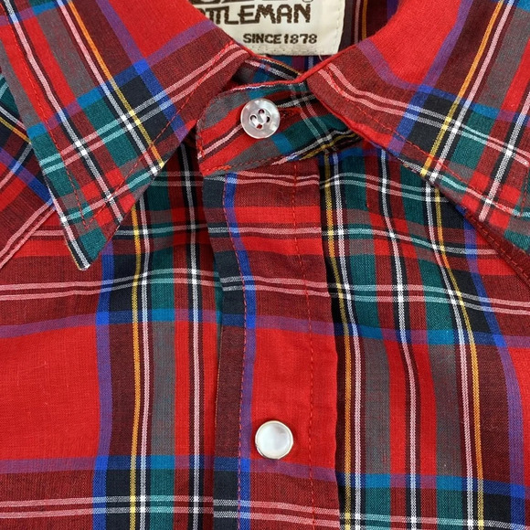 Ely Cattleman‎ Vintage Pearl Snap Western Shirt Mens Size XL Red Green Plaid - Picture 5 of 14
